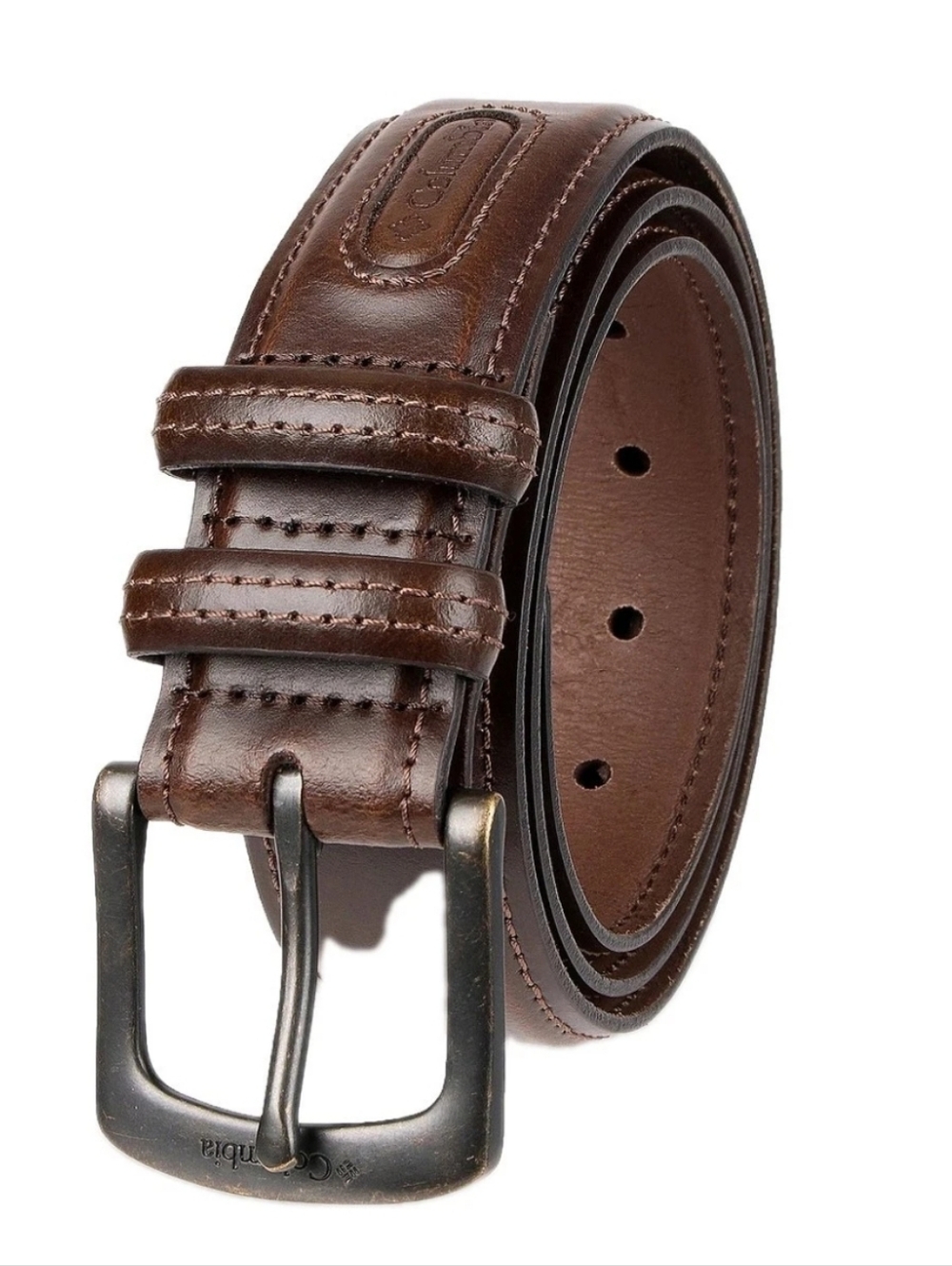Columbia Sportswear Brown Leather Double Loop Belt 1.5" Width